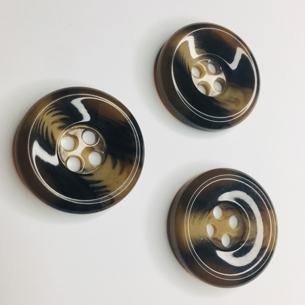 3 Big Brown Faux Horn Buttons